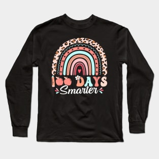 100th Day of School Teacher  Leopard 100 Days Smarter Long Sleeve T-Shirt